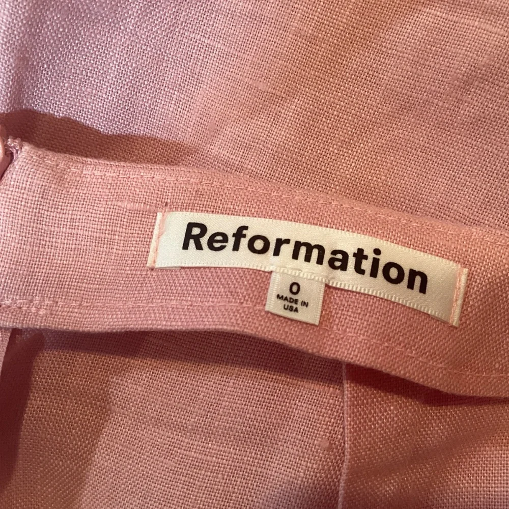 Reformation Two Piece Pink Linen Crop top & Skort Set Sz 0